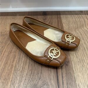 Michael Kors Tan Flats with Gold Logo